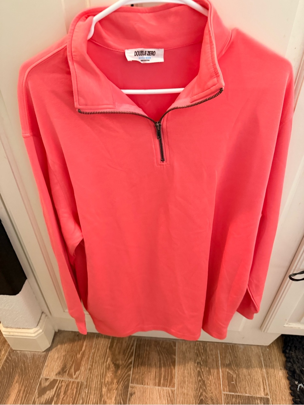 Double Zero Coral Quarter-Zip Pullover Sweater